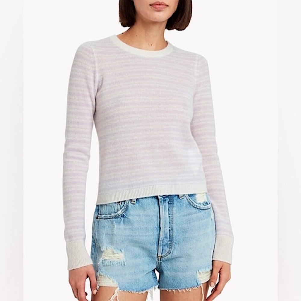NWT Intermix Noelle Cashmere Striped Crossover Back Sweater